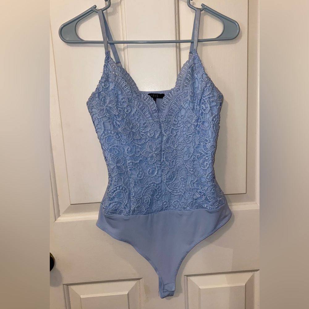 IRIS blue lace bodysuit. M